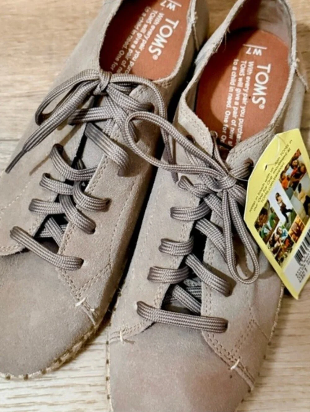 TOMS Suede Lace-Up Sneakers in Taupe